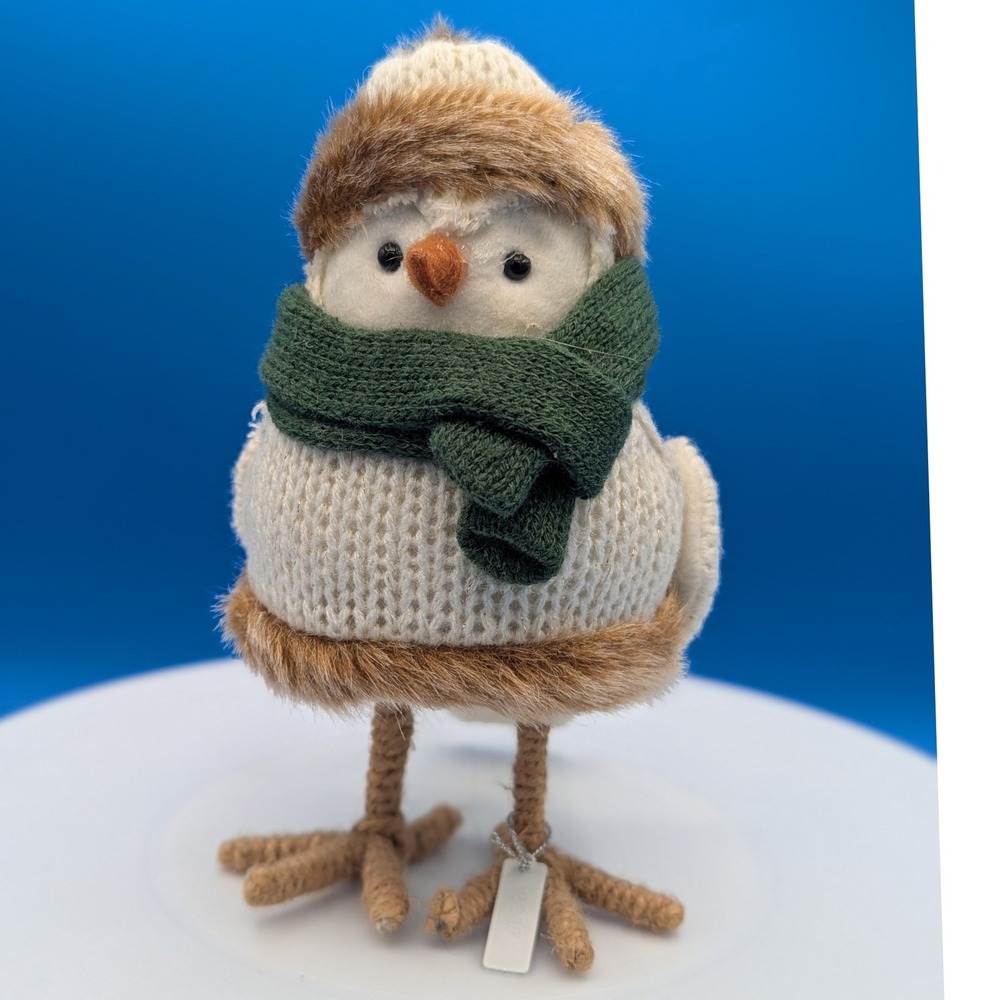Target 7" Wondershop 2017 Tahoe Christmas Bird Knit Faux Fur Scarf Figurine